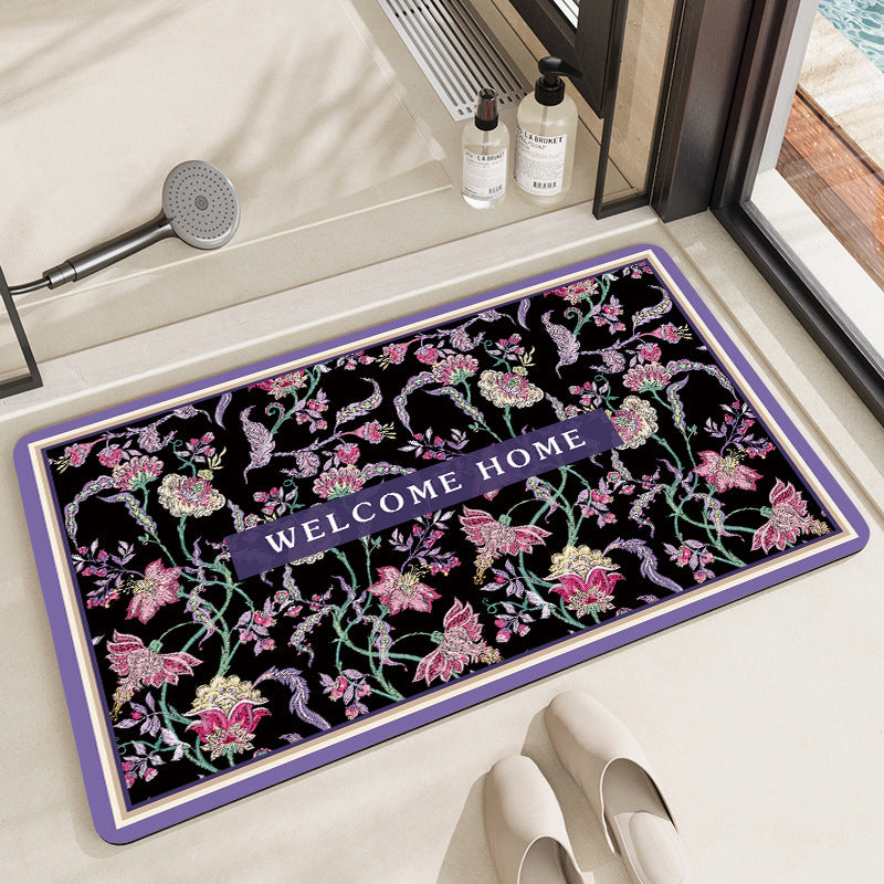 Vintage Floral Pattern Bath Mat Stornfield