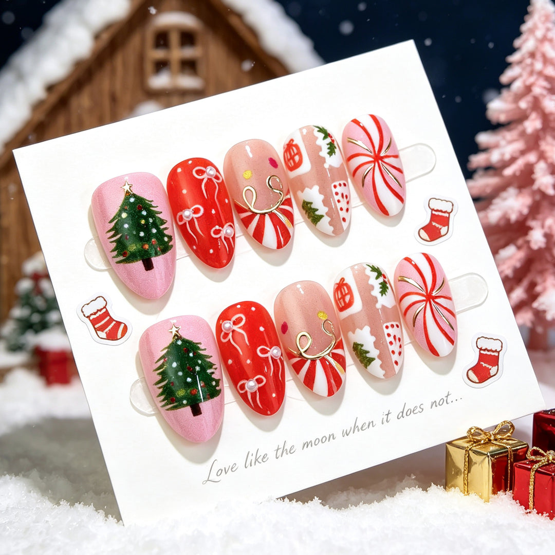 Festive Holiday-Themed Press-On Nail Art Set Stornfield 1790636430