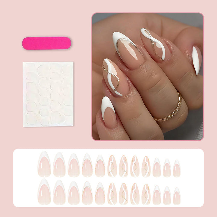 Nail art set with elegant lace design and glamorous accents Stornfield