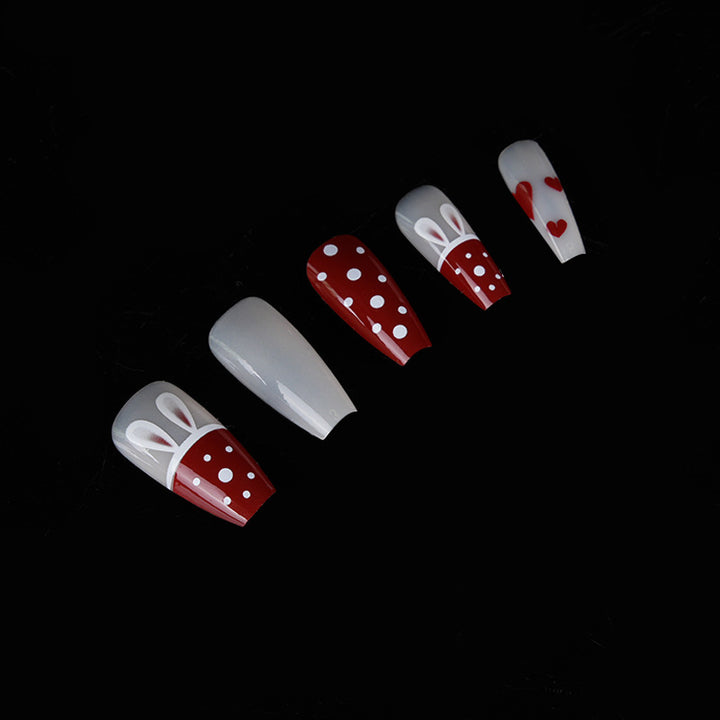 Playful Bunny-Themed Press-On Nail Art Stornfield