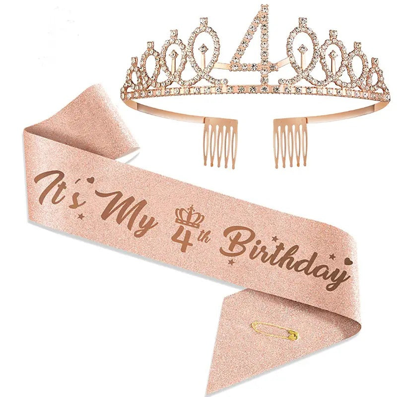 Women Glittering Tiaras with Festive Birthday Banner Stornfield
