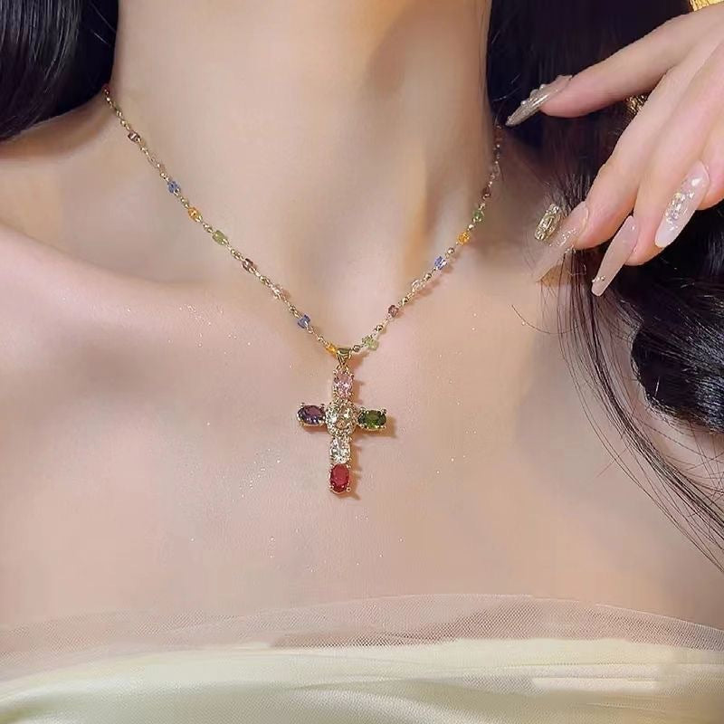 Creative Beaded Cross Necklace Stornfield