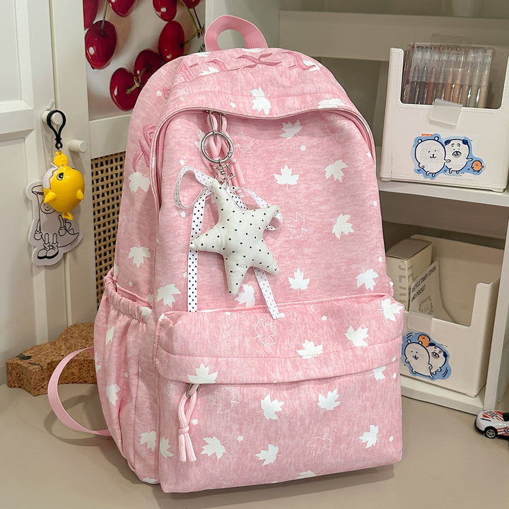 Trendy Leaf-Patterned School Backpack Stornfield