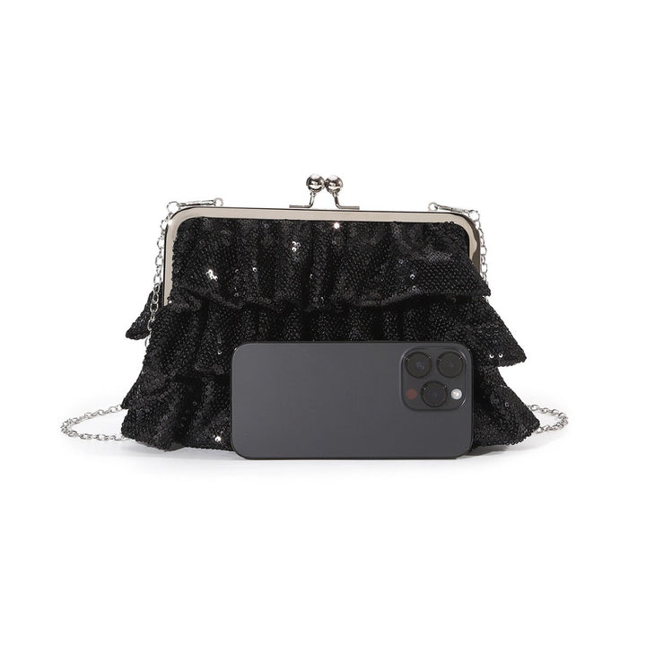 Ruffled Sequin Evening Clutch