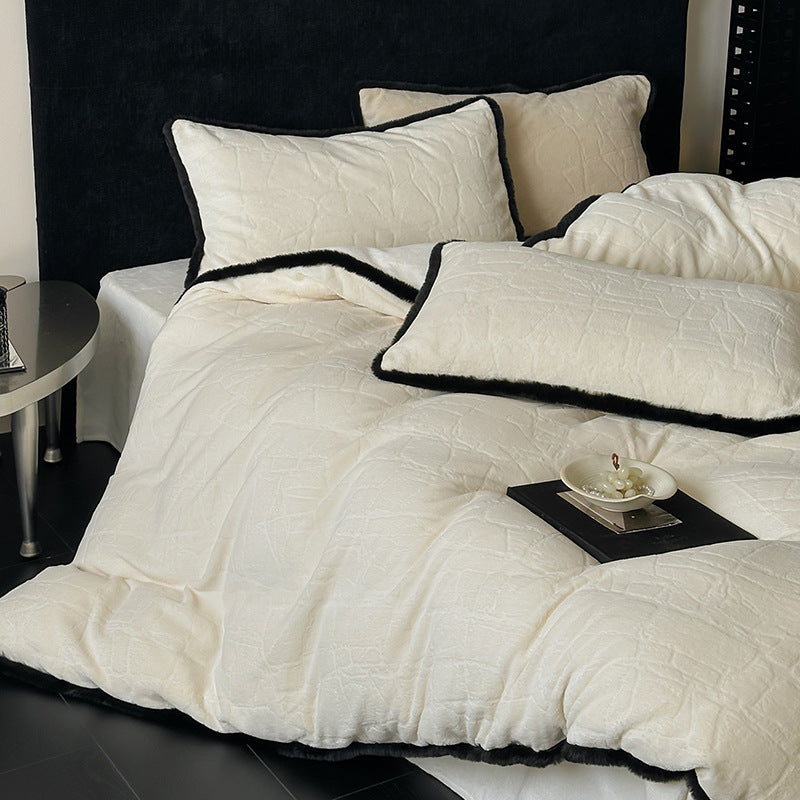 Plush Quilted Duvet Cover Set with Contrasting Piped Edge