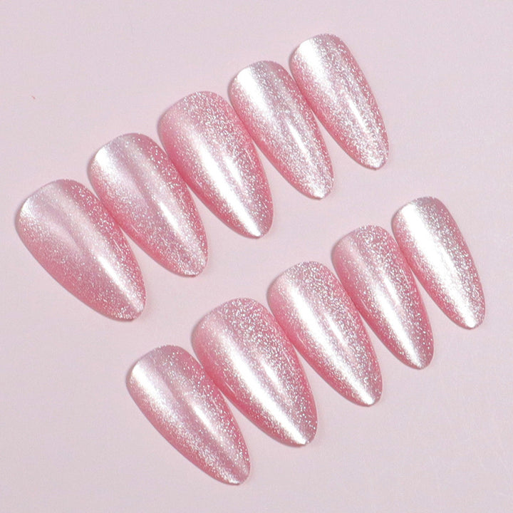 Sparkling Glittery Almond-Shaped Press-On Nails Stornfield