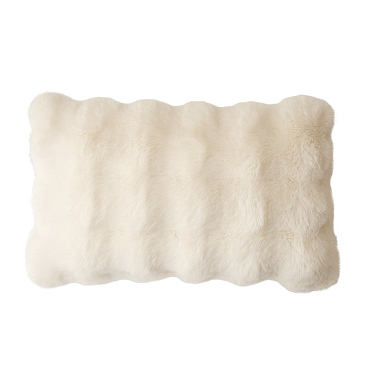Square decorative cushion made of soft faux fur with inner cushion