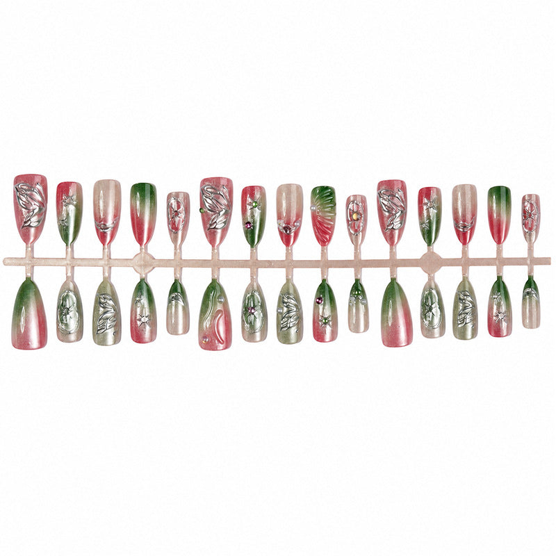 Decorative Press-On Nail Art Set with Botanical Designs Stornfield