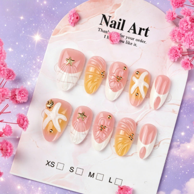Artistic Press-On Nail Set with Unique Summer Designs Stornfield