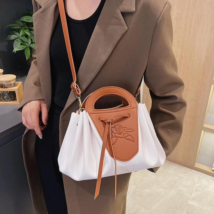 Leather Rose-Embellished Handbag