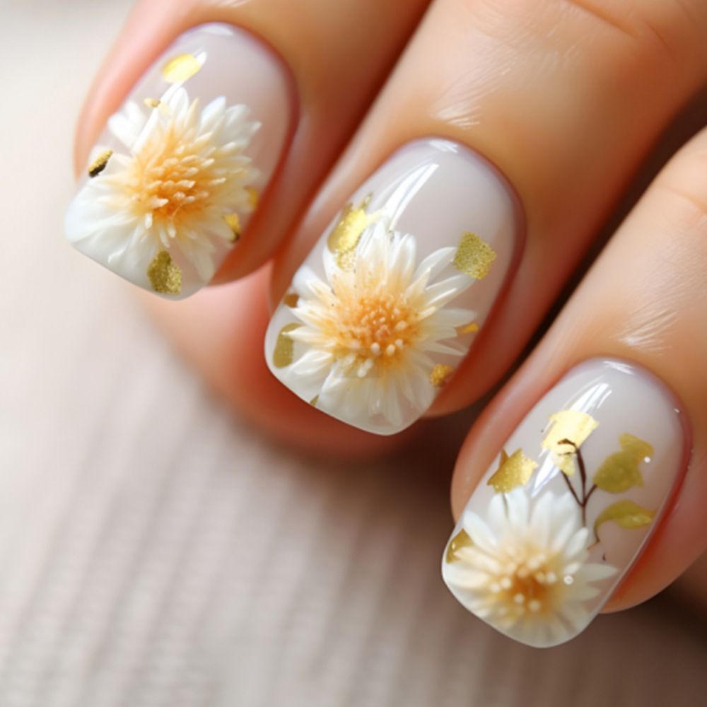 Floral Themed Acrylic Nail Art Stornfield