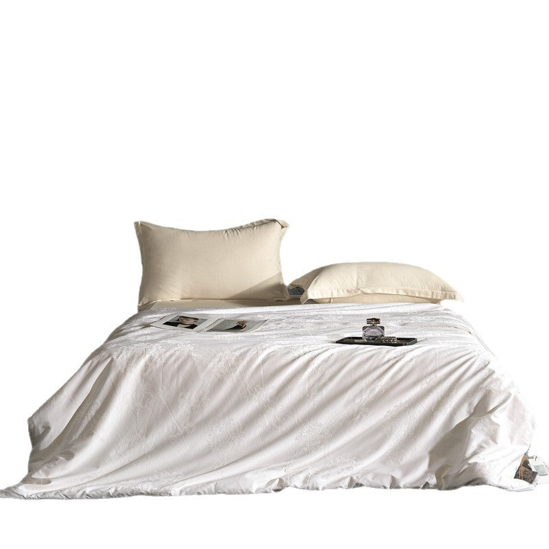 Elegant jacquard bed linen set made of cotton satin with a fine relief texture and hotel-style pillowcases