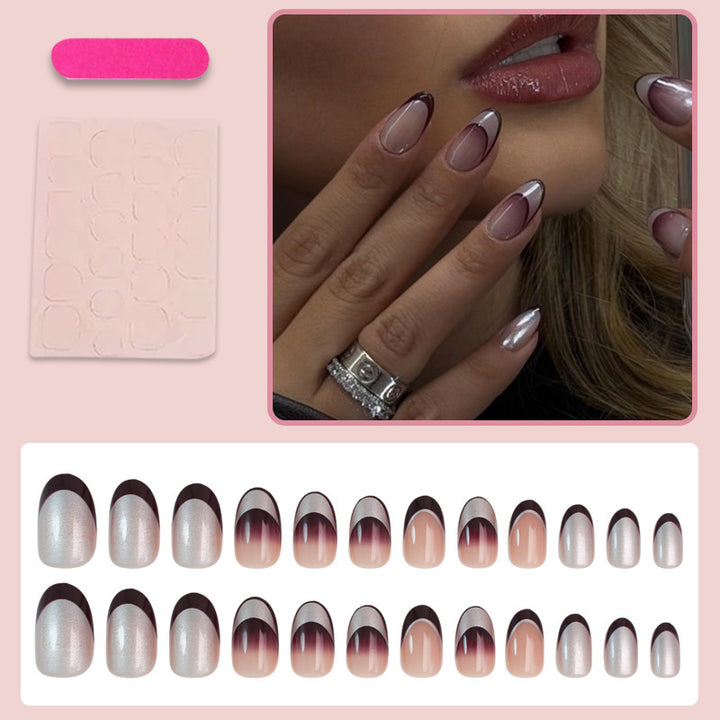Artificial nail set with elegant gradient and glitter accents Stornfield