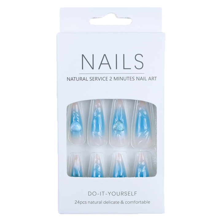 Creative heart design fake nails with glitter accents Stornfield