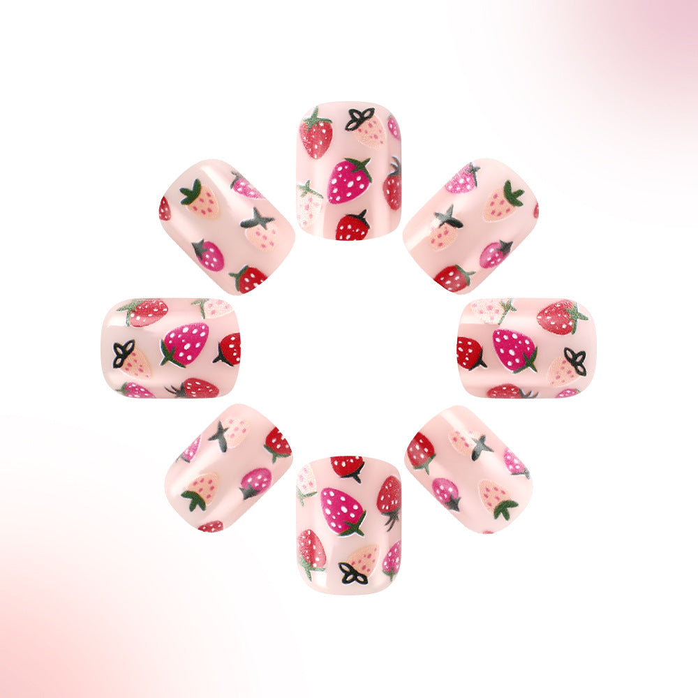 Strawberry-Themed Press-On Nail Art Stornfield
