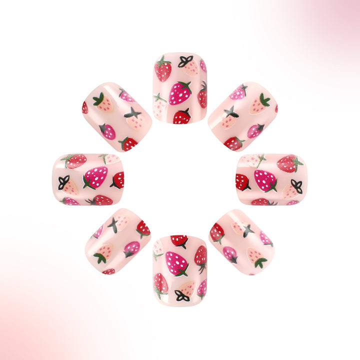 Strawberry-Themed Press-On Nail Art Stornfield