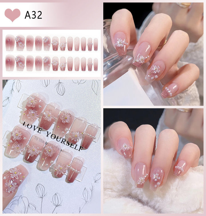 Decorative Floral Press-On Nail Tips Stornfield