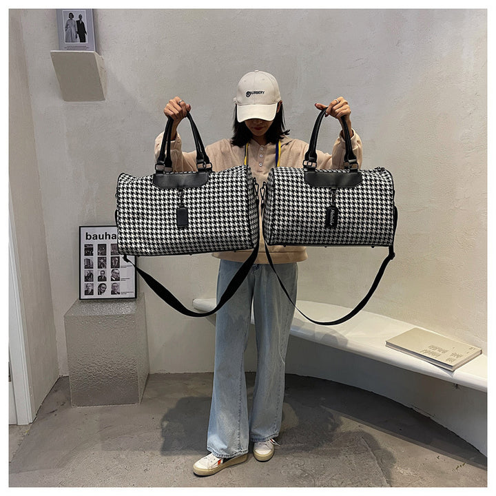 Stylish Houndstooth Weekender Duffle Bag Stornfield