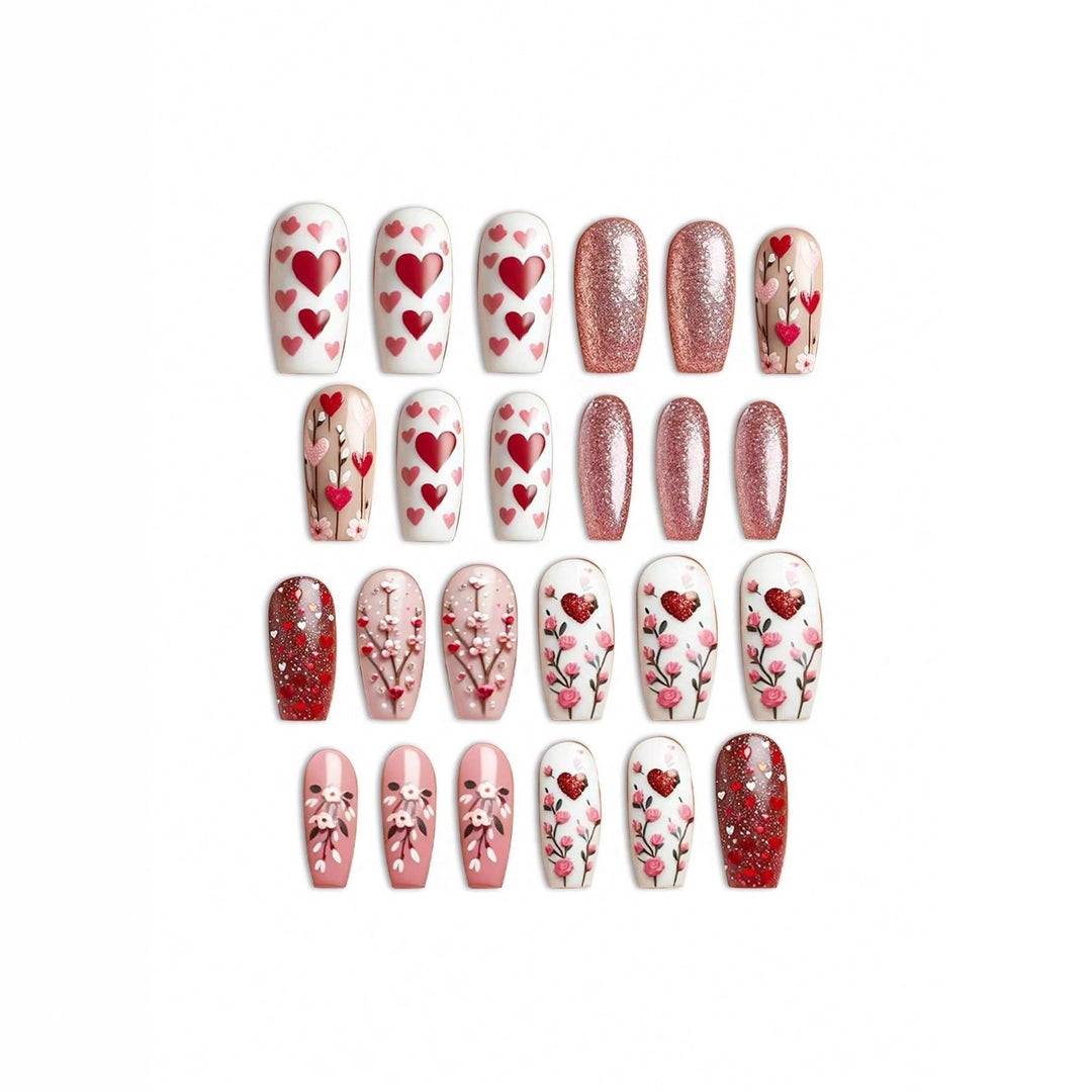 Heart-Themed Decorative Press-On Nail Art Stornfield