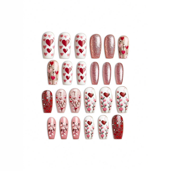 Heart-Themed Decorative Press-On Nail Art Stornfield