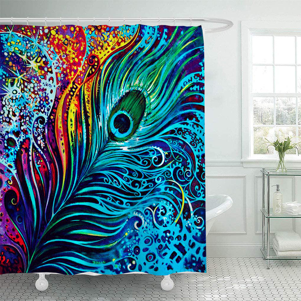 Artistic Peacock Feather Shower Curtain Stornfield