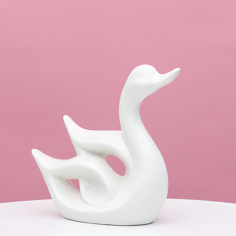 Artistic Swan-Shaped Ceramic Decor Stornfeild