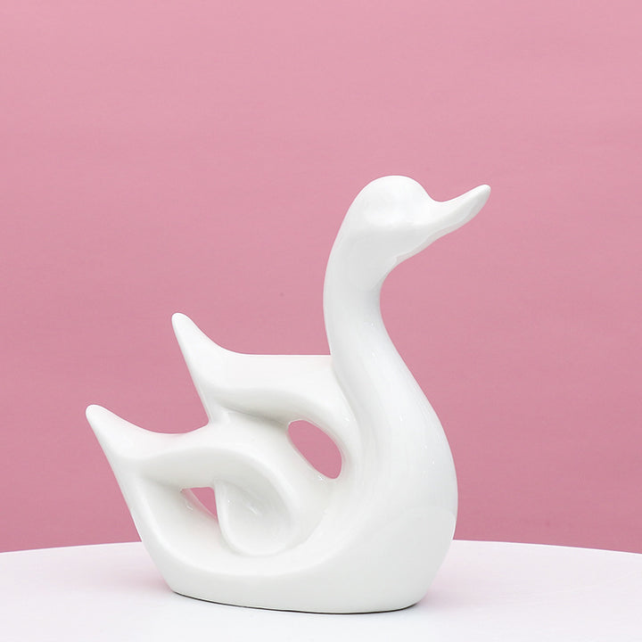 Artistic Swan-Shaped Ceramic Decor Stornfeild