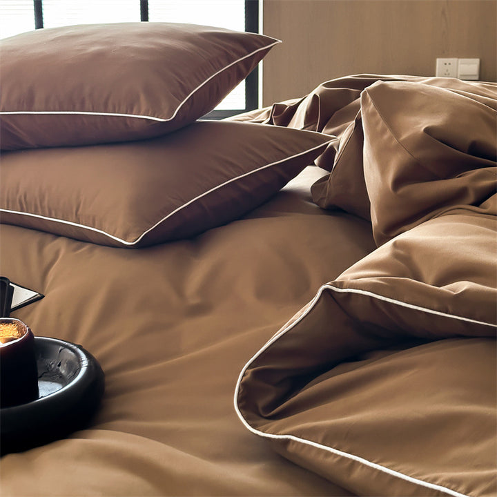 Satin bedding set with breathable cotton blend and soft-touch finish