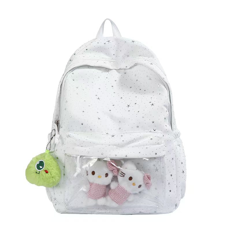 Backpack with Transparent Front Pocket and Cozy Stornfield Motif