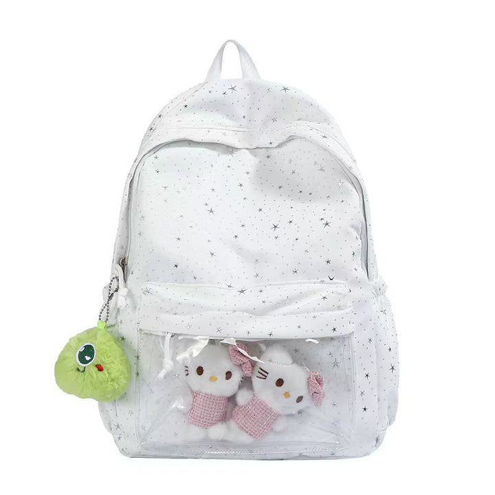 Backpack with Transparent Front Pocket and Cozy Stornfield Motif