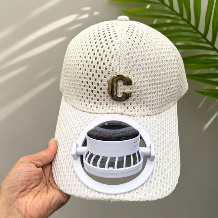 Breathable baseball cap with rechargeable fan in the visor and mesh insert Stornfield