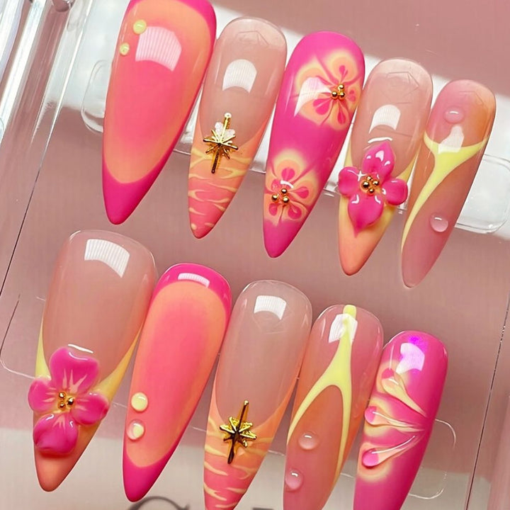 Artistic nail tips with floral and abstract designs Stornfield