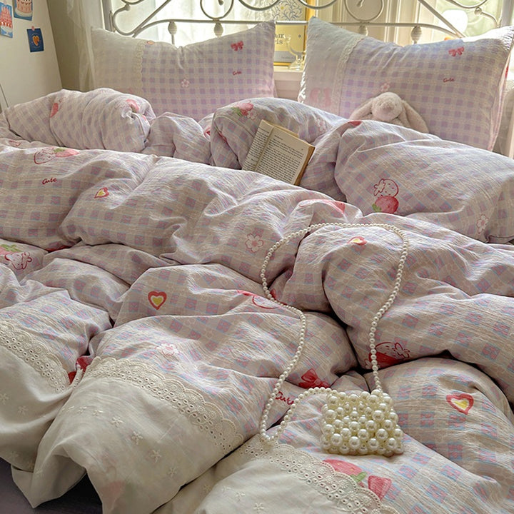 Soft Floral Embroidered Bedspread Set
