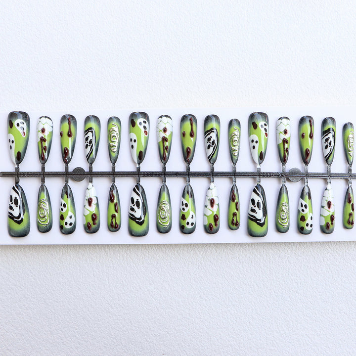 Artistic Press-On Nail Set with Unique Halloween Designs Stornfield