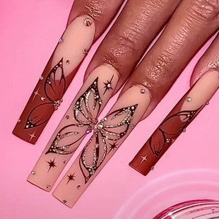 Ornate Butterfly-Inspired Acrylic Nail Extensions Stornfield
