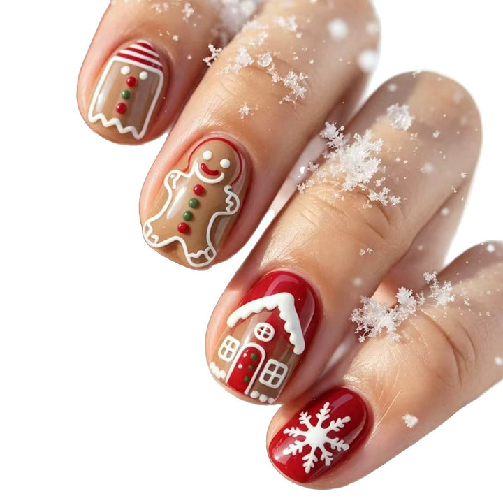 Artificial nails in Christmas gingerbread house design Stornfield