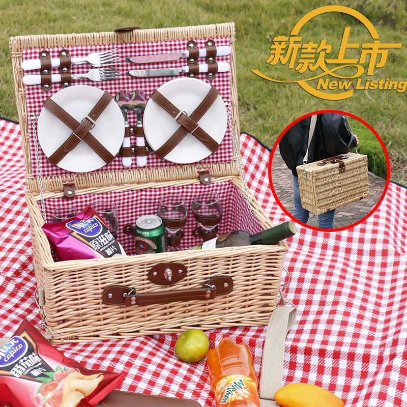 Women's picnic basket with comprehensive dining set and elegant interior lining Stornfield