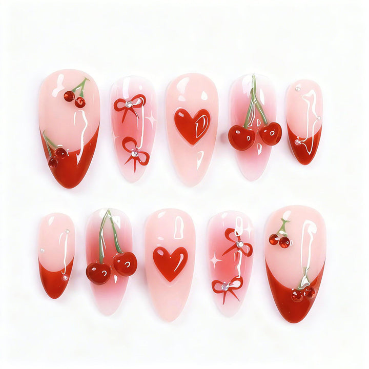 Decorative Heart and Floral Press-On Nail Art Set
