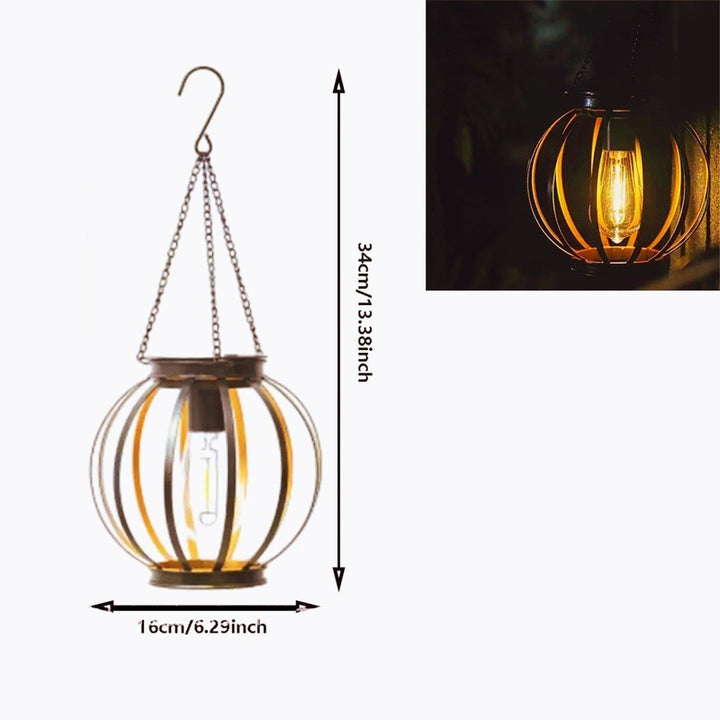 Vintage Hanging Metal Lantern Pendant With Edison-Style Bulb Cage And Adjustable Chain Stornfield