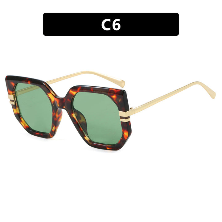 Women's geometric sunglasses with luxurious gold frame and polarized lenses Stornfield