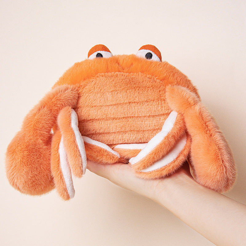 Plush Crab Hand Puppet with Soft Faux-Fur, Flexible Claw Flaps & Embroidered Eyes Stornfield