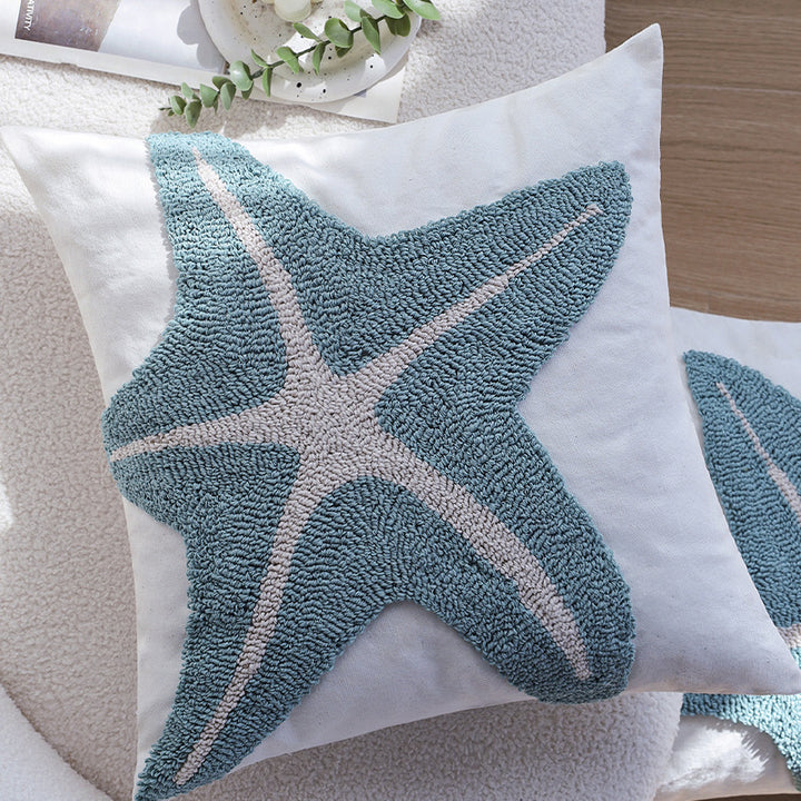 Square decorative cushion with chenille relief and structured application Stornfield