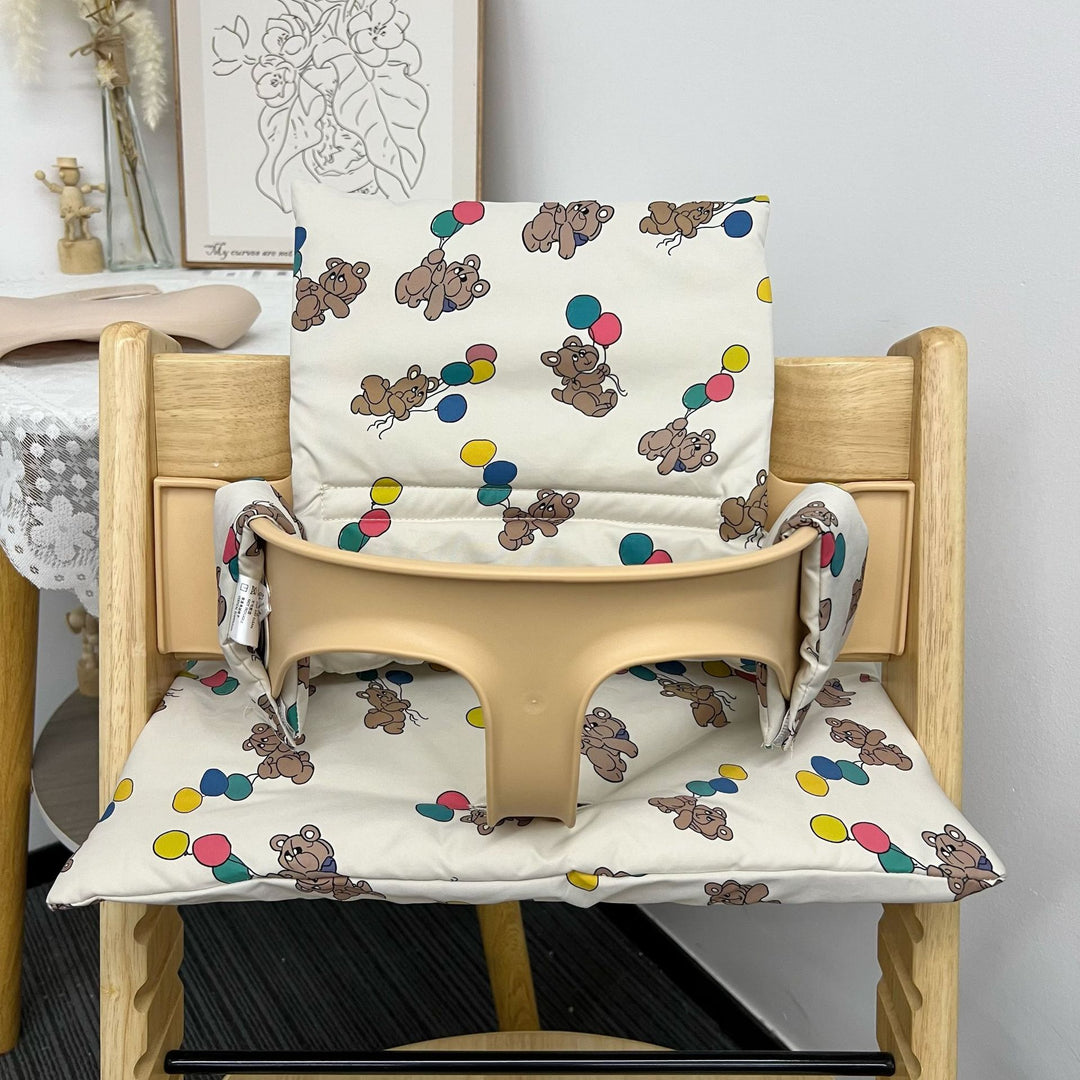 Padded High Chair Seat Liner Cushion with Removable Washable Cover and Safety Harness Slots