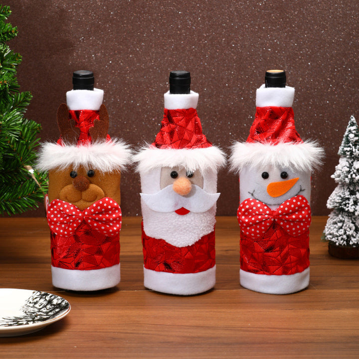 Decorative wine bottle cover in Santa Claus design Stornfield