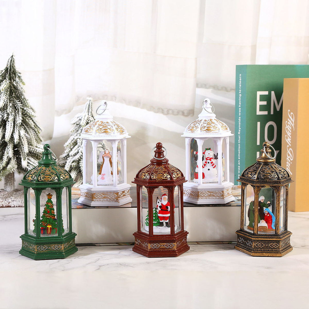Nostalgic Christmas lantern with moving Santa Claus Stornfield