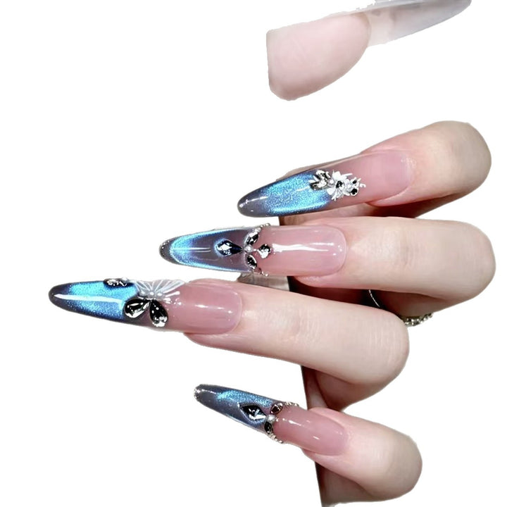 Premium Decorative Press-On Nail Extensions with Rhinestone Accents