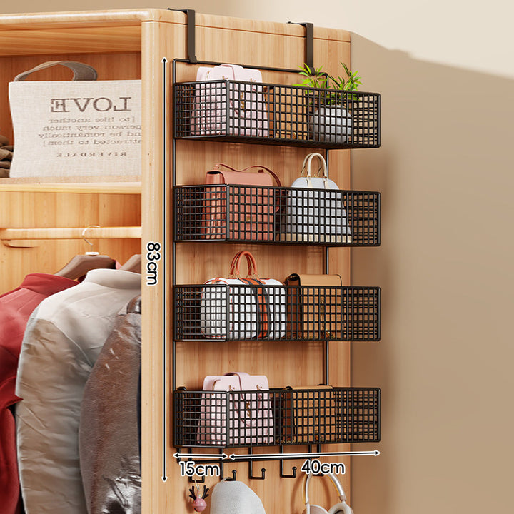 Over-the-Door Multi-Tier Metal Grid Hanging Storage Organizer