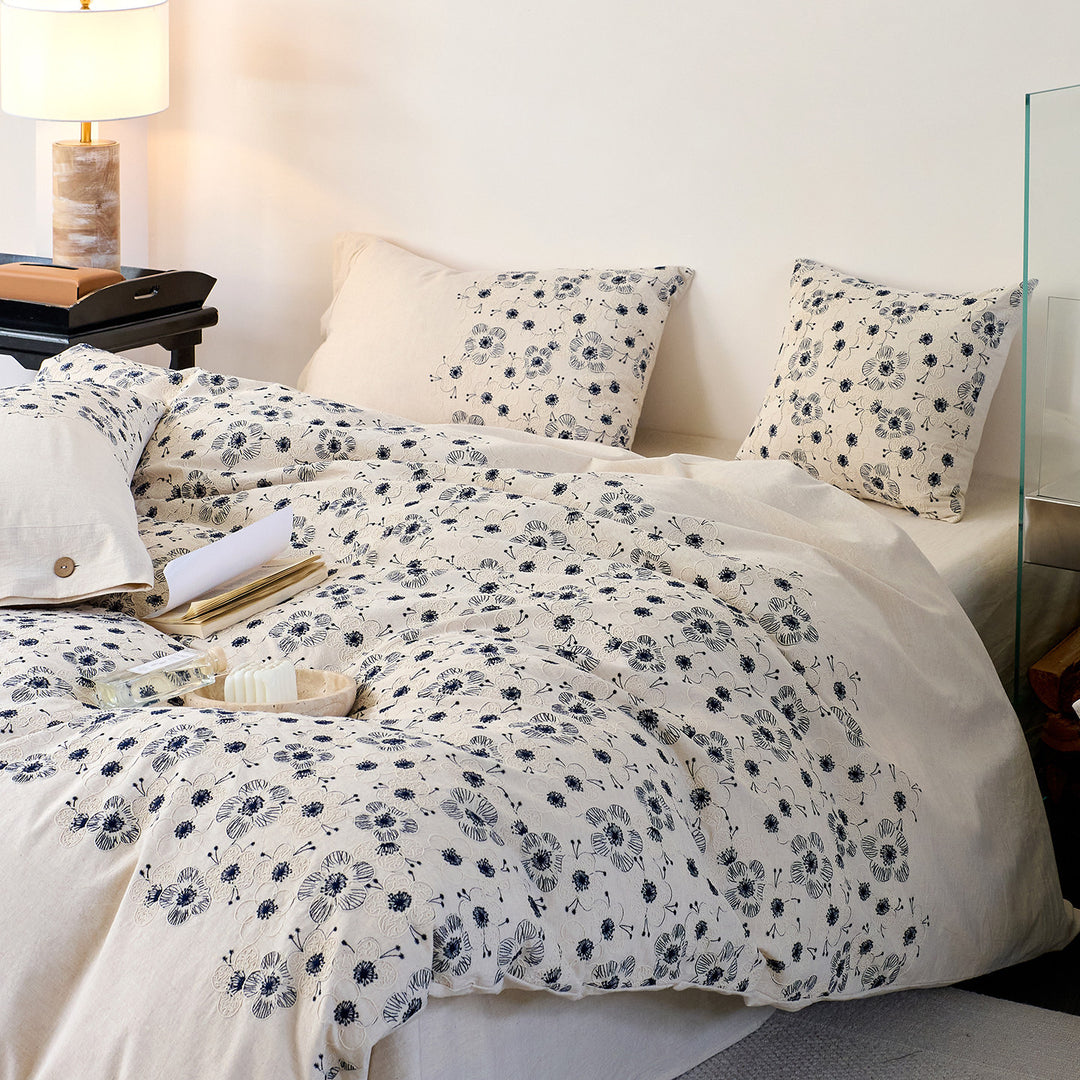 Decorative Floral Embroidered Duvet Cover Set Stornfield
