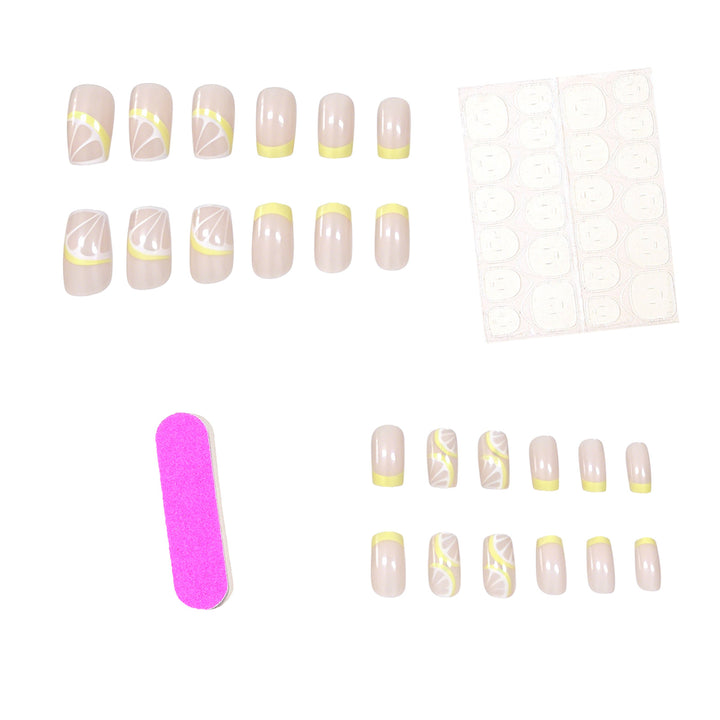 Elegant Lemon-Themed Acrylic Nail Art Enhancements Stornfield