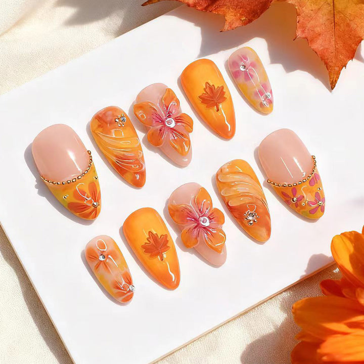 Artistic Floral-Themed Press-On Nail Set Stornfield